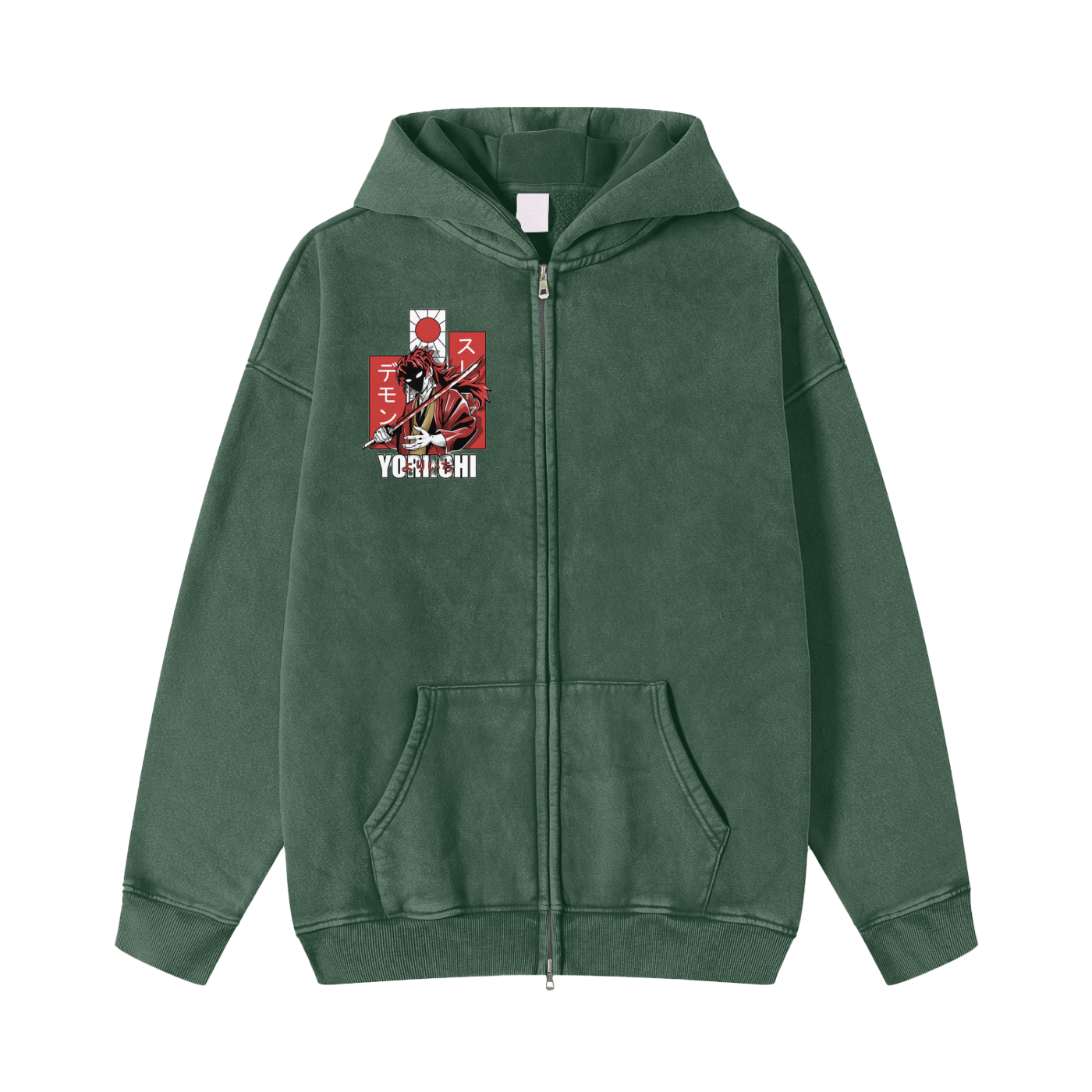 Snow Washed Zip-Through Fleece Hoodie