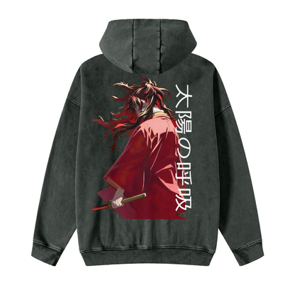 Snow Washed Zip-Through Fleece Hoodie