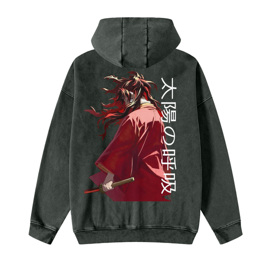 Snow Washed Zip-Through Fleece Hoodie