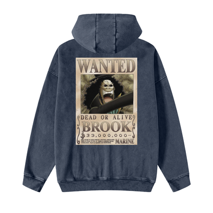 Snow Washed Zip-Through Fleece Hoodie