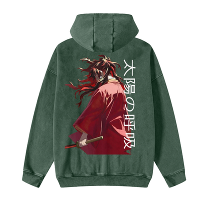 Snow Washed Zip-Through Fleece Hoodie