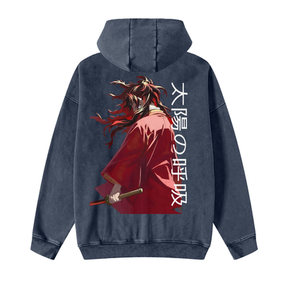 Snow Washed Zip-Through Fleece Hoodie